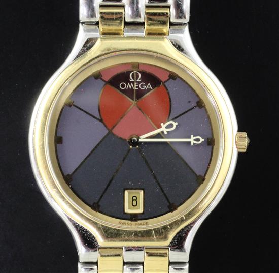 A gentlemens stainless steel and gold Omega De Ville Symbol wrist watch,